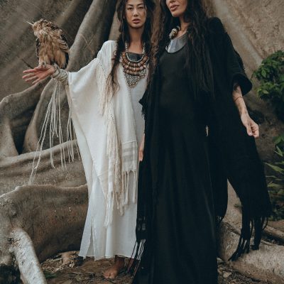 Bohemian Black Long Poncho Maternity Robe Ceremony Cover