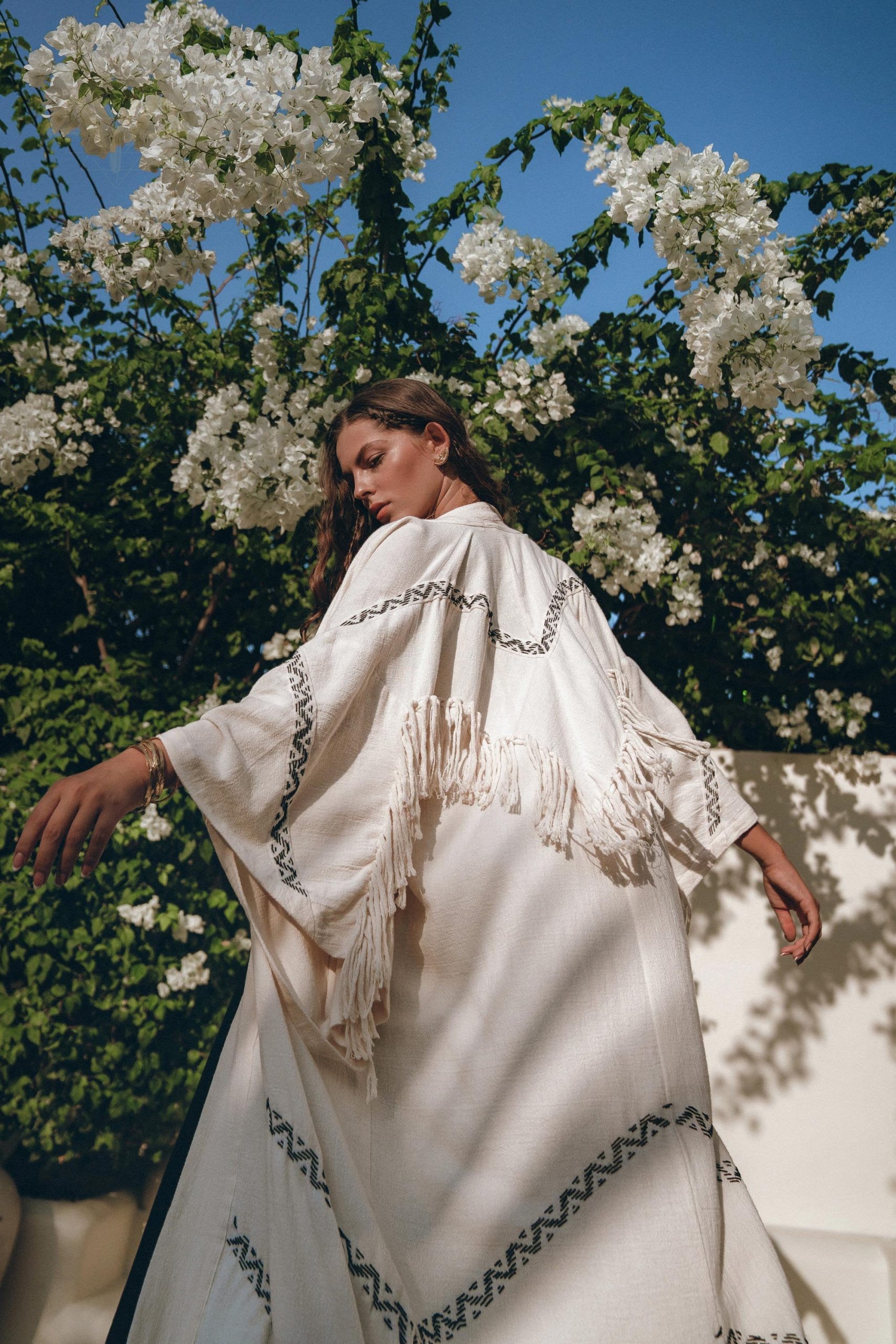 Off White Organic Ceremonial Robe Bohemian Tribal Cover