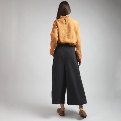 Drop Crotch Linen Palazzo Pants: Wide Leg Cropped